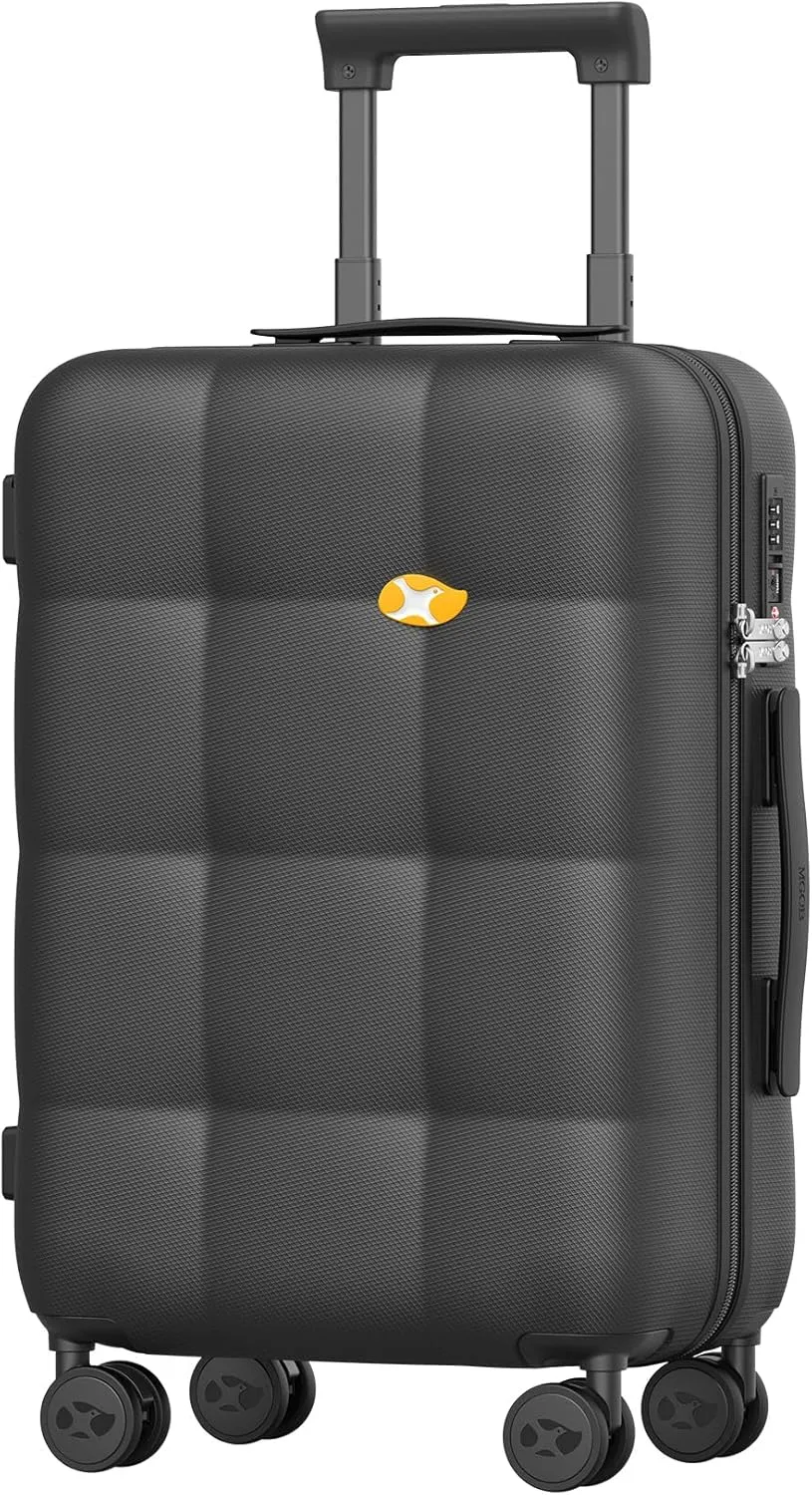 Carry On Luggage 22x14x9 Airline Approved | 20" Durable Polycarbonate Hard Shell Suitcase with TSA Lock & 360 Spinner Wheels (Black)