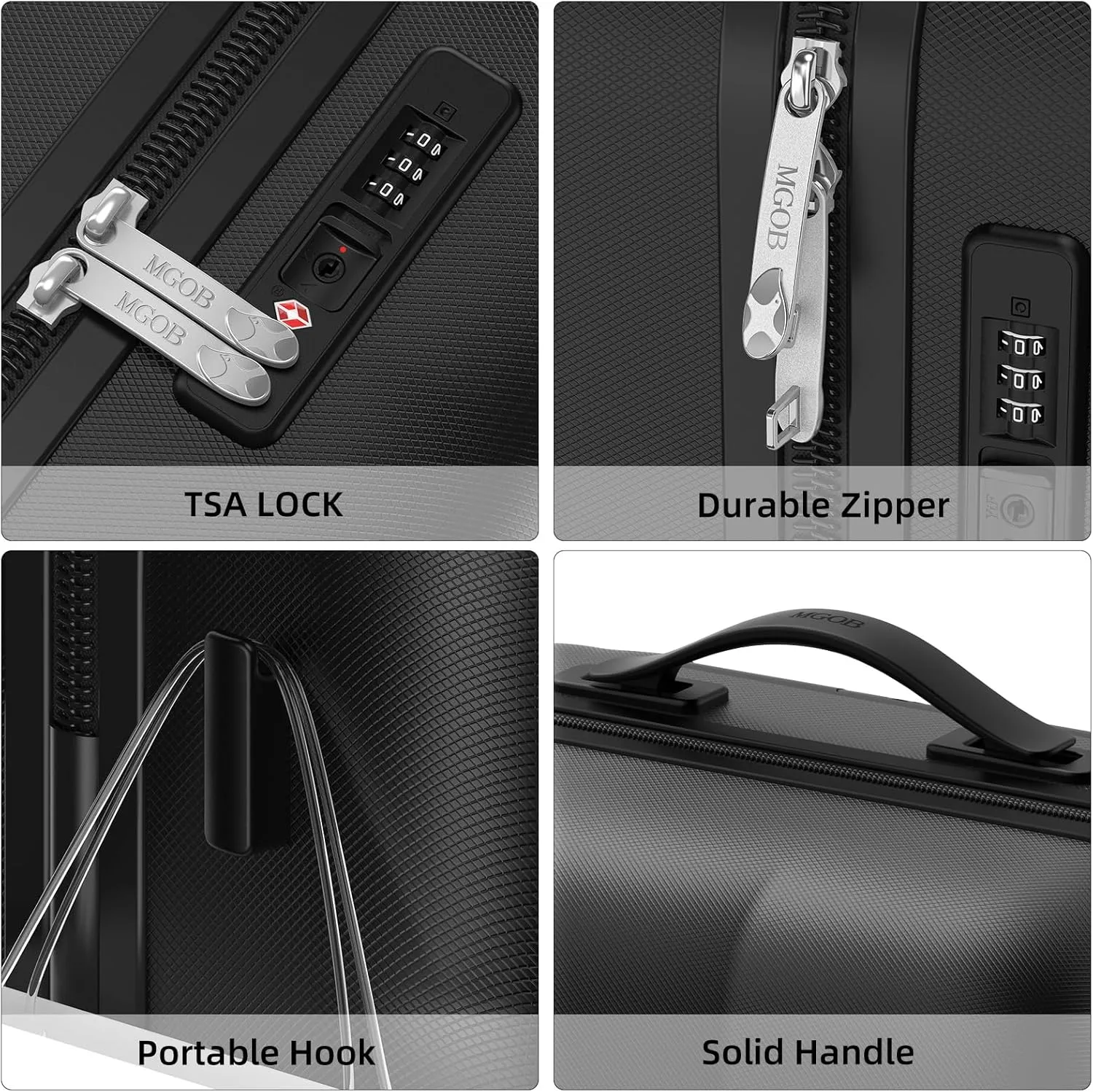 Carry On Luggage 22x14x9 Airline Approved | 20" Durable Polycarbonate Hard Shell Suitcase with TSA Lock & 360 Spinner Wheels (Black)