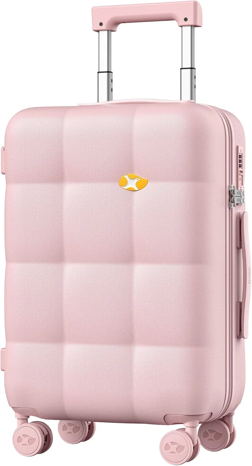 Carry On Luggage 22x14x9 Airline Approved | 20" Durable Polycarbonate Hard Shell Suitcase with TSA Lock & 360 Spinner Wheels (Pink)