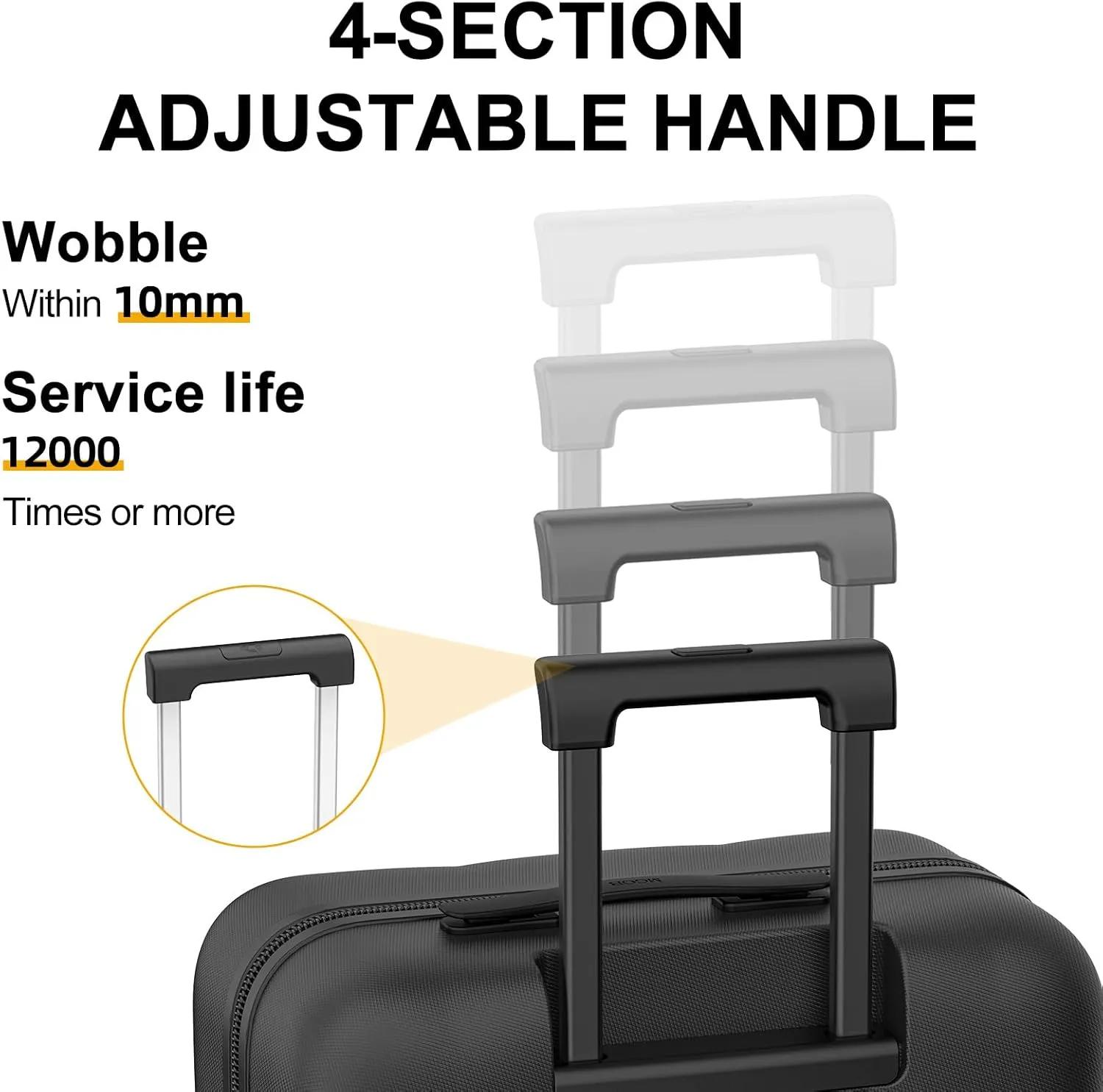 Carry On Luggage 22x14x9 Airline Approved | 20" Wide Bar Design, Durable Polycarbonate Hard Shell Suitcase with TSA Lock & 360 Spinner Wheels (Black)
