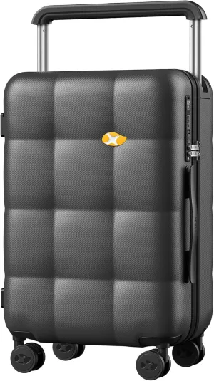 Carry On Luggage 22x14x9 Airline Approved | 20" Wide Bar Design, Durable Polycarbonate Hard Shell Suitcase with TSA Lock & 360 Spinner Wheels (Black)