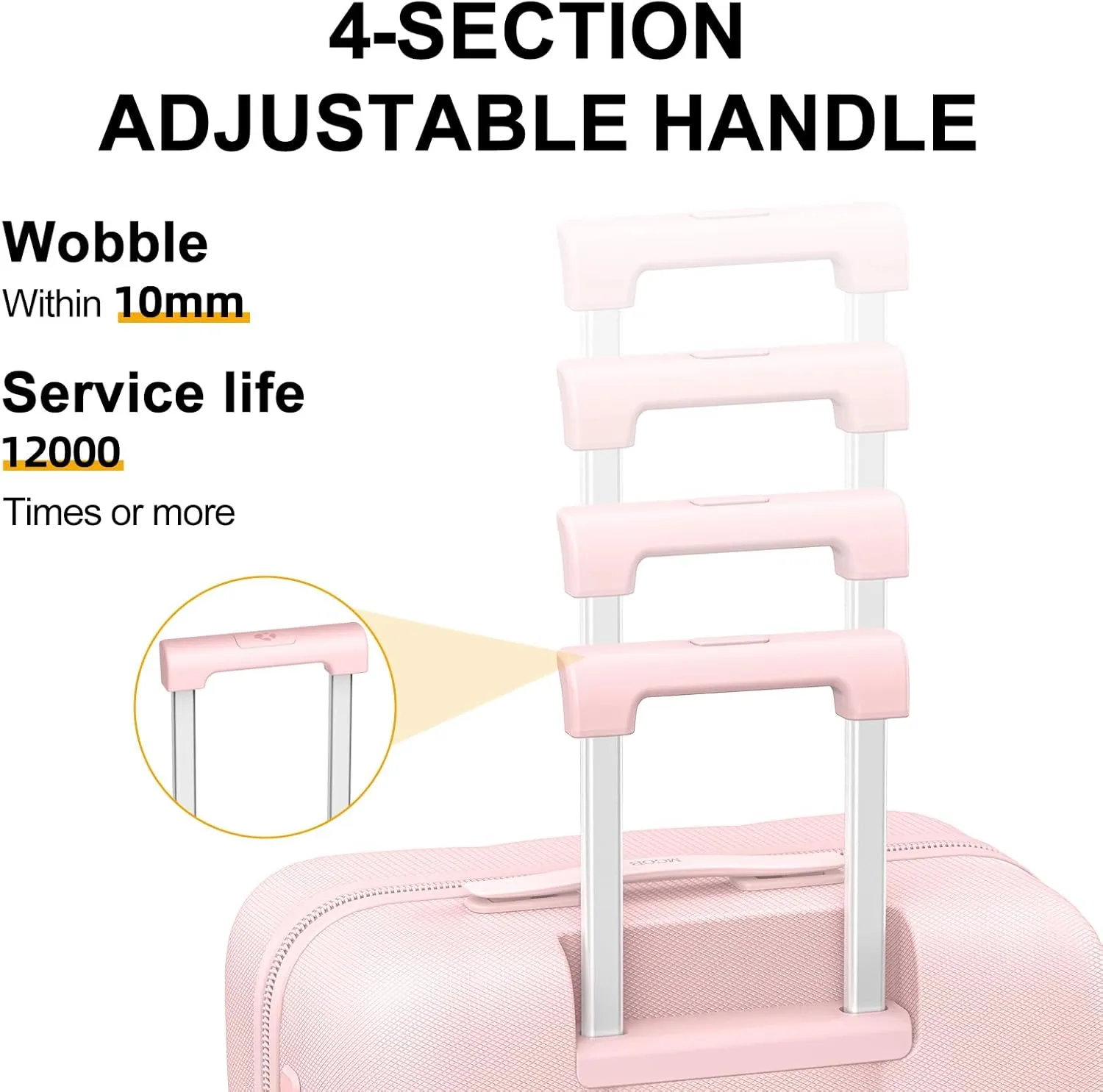 Carry On Luggage 22x14x9 Airline Approved | 20" Wide Bar Design, Durable Polycarbonate Hard Shell Suitcase with TSA Lock & 360 Spinner Wheels (Pink)