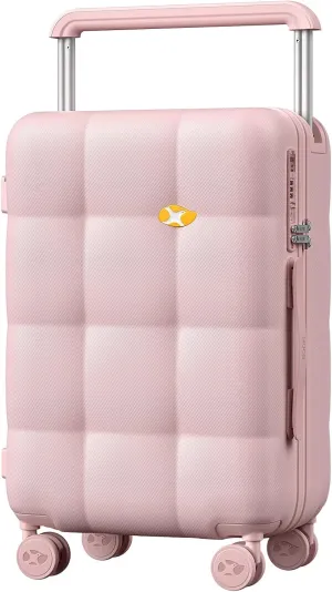 Carry On Luggage 22x14x9 Airline Approved | 20" Wide Bar Design, Durable Polycarbonate Hard Shell Suitcase with TSA Lock & 360 Spinner Wheels (Pink)