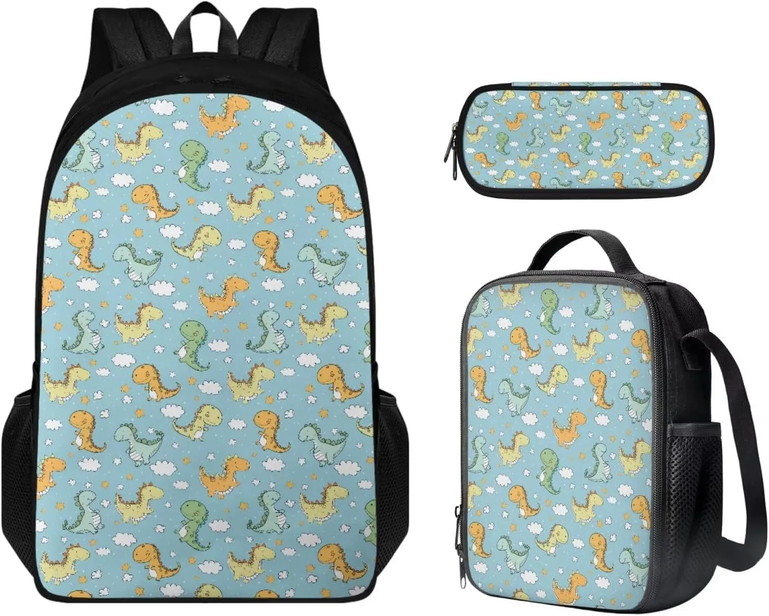 Cartoon Dinosaur Backpacks for High School Students Kids Backpacks for Hiking Kids Insulated Lunch Box Bento Box Lunch Bag for Kids Shopping Cycling Traveling Pencil Case Teens