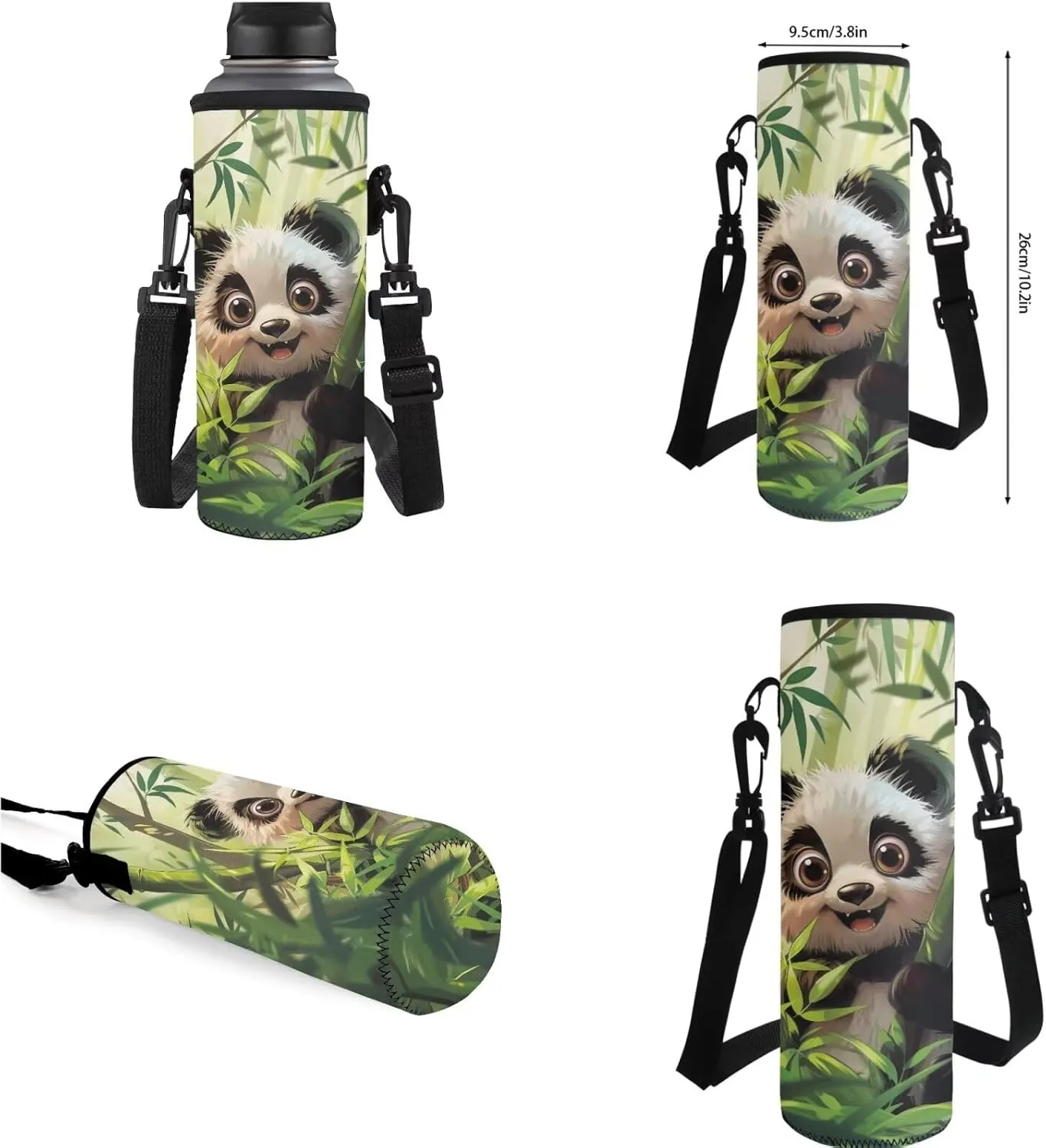Cartoon Panda Kids' Backpacks & Lunch Boxes Bamboo Kids Backpacks for School Girls Snacks Organizer Childrens Lunch Box and Pencil Box Case for School Water Cup Bags