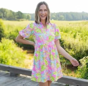 Catalina Dress - Vine Time Hot Pink