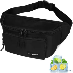 Cerbonny Small Cooler Bag,Insulated Snack Bag,Freezable Snack Bags,80s Fanny Pack,Retro Cooler,Fanny Packs,Black