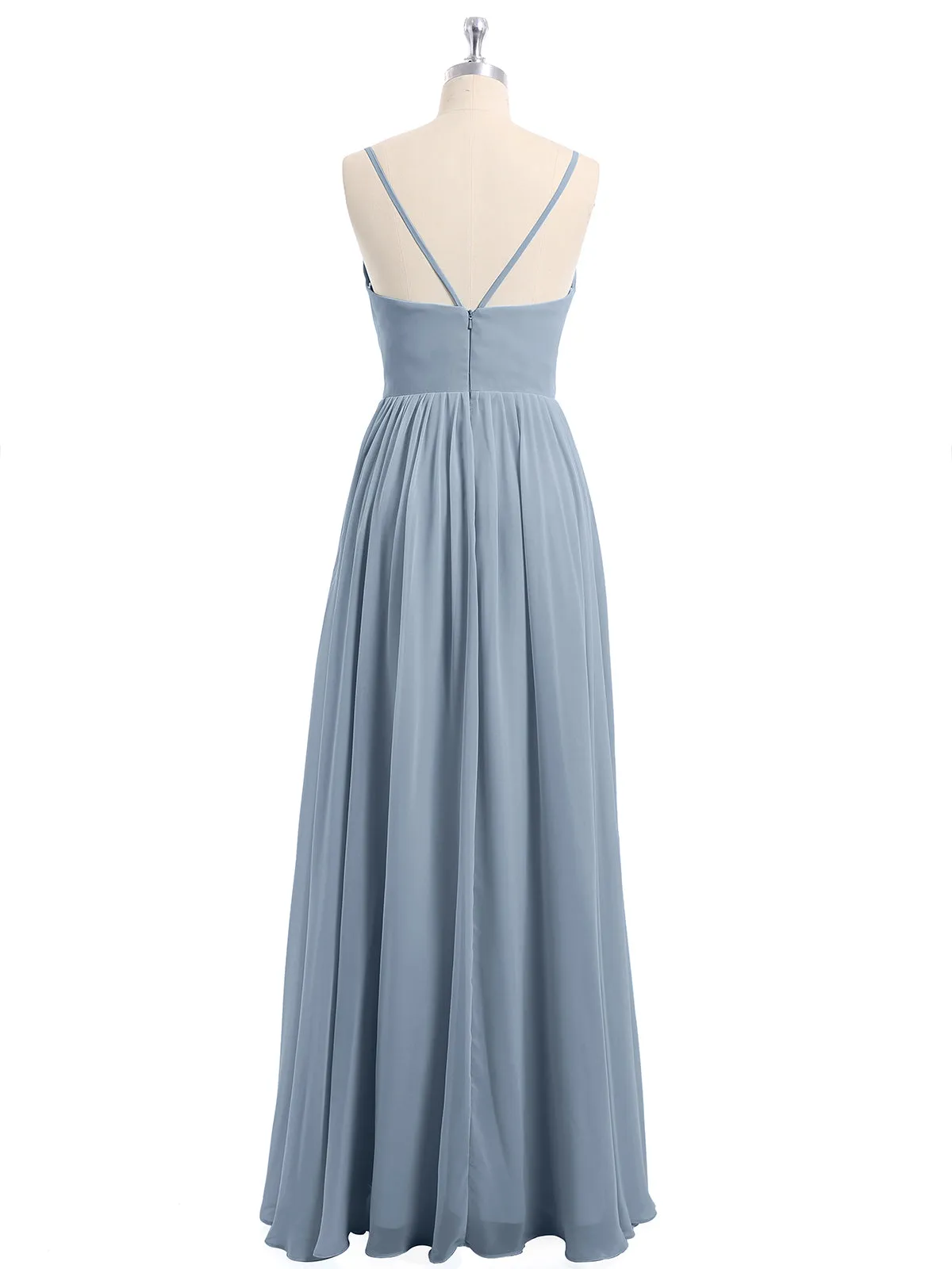 Chiffon Bridesmaid Dresses with Spaghetti Straps-Dusty Blue