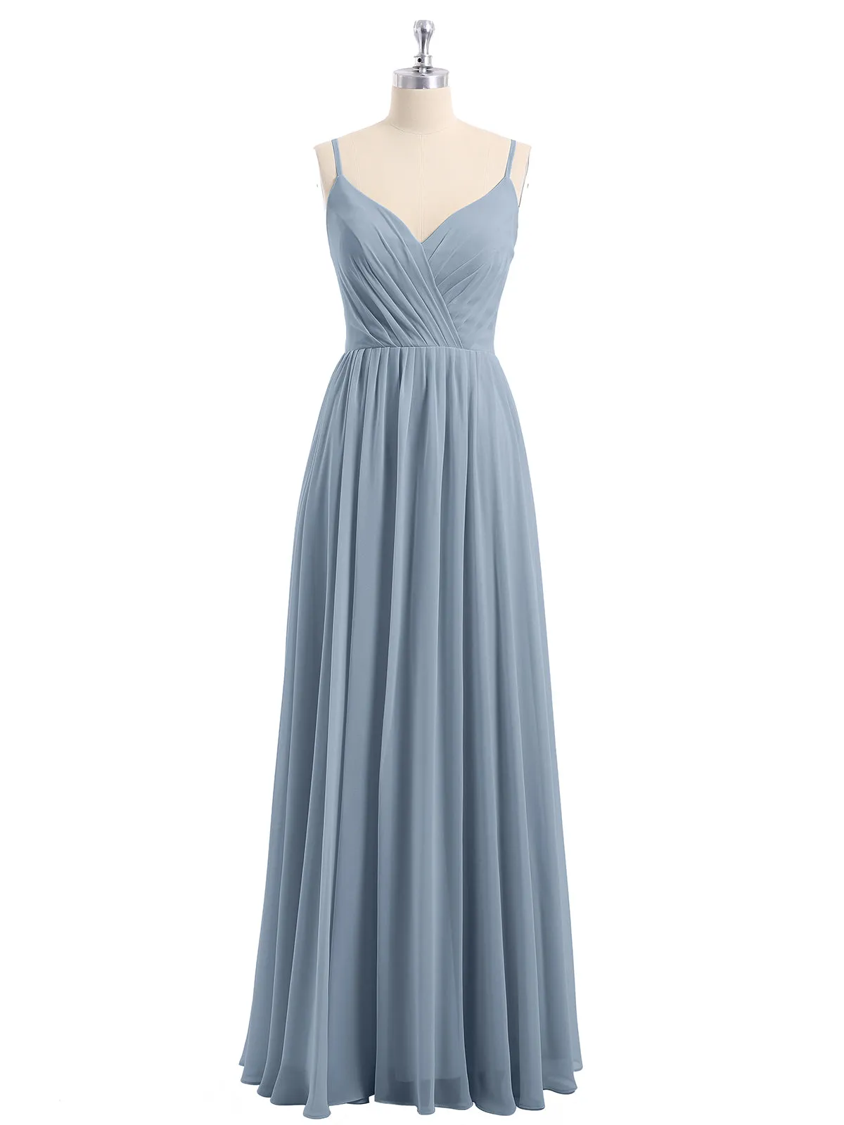 Chiffon Bridesmaid Dresses with Spaghetti Straps-Dusty Blue