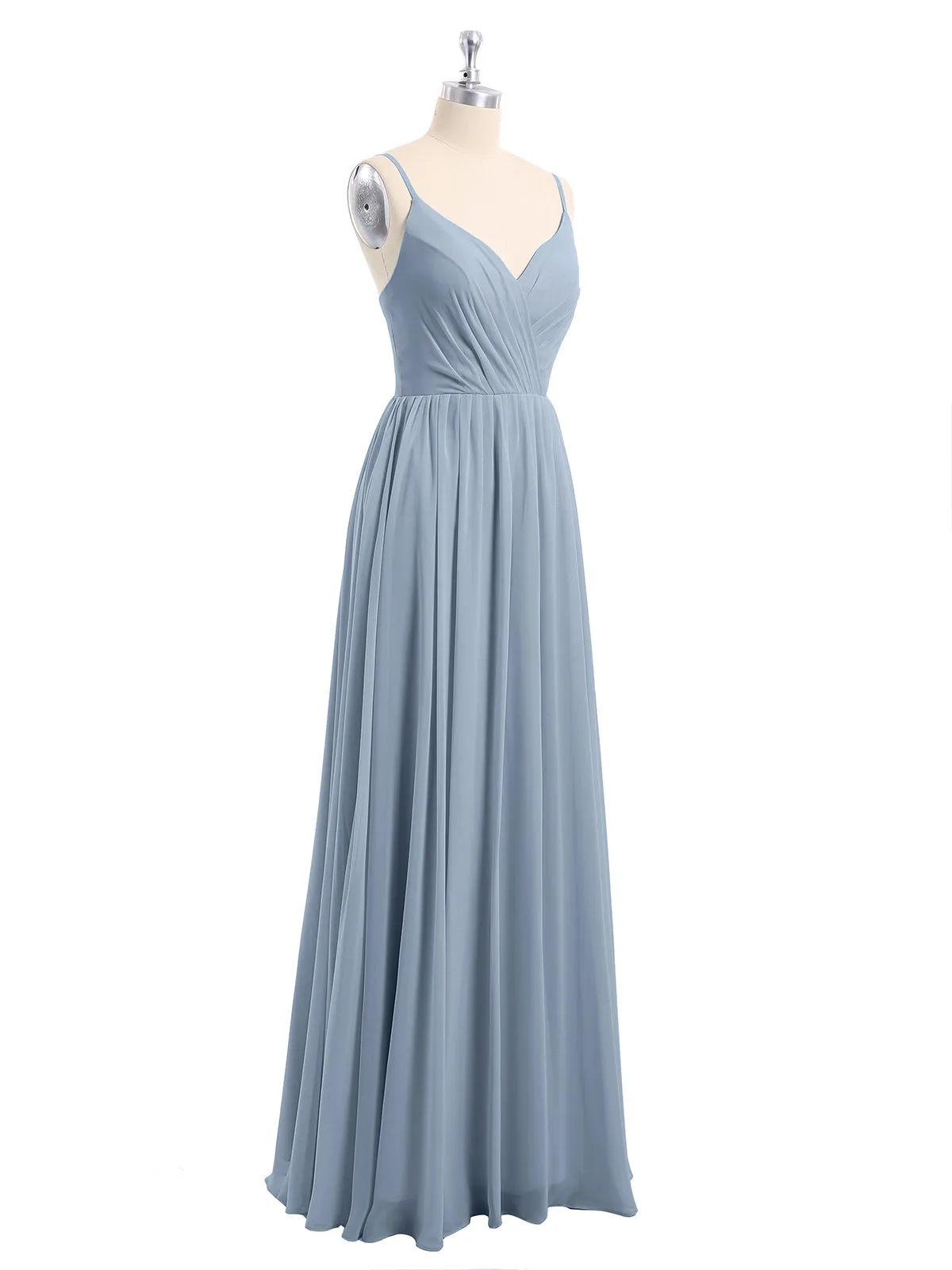 Chiffon Bridesmaid Dresses with Spaghetti Straps-Dusty Blue