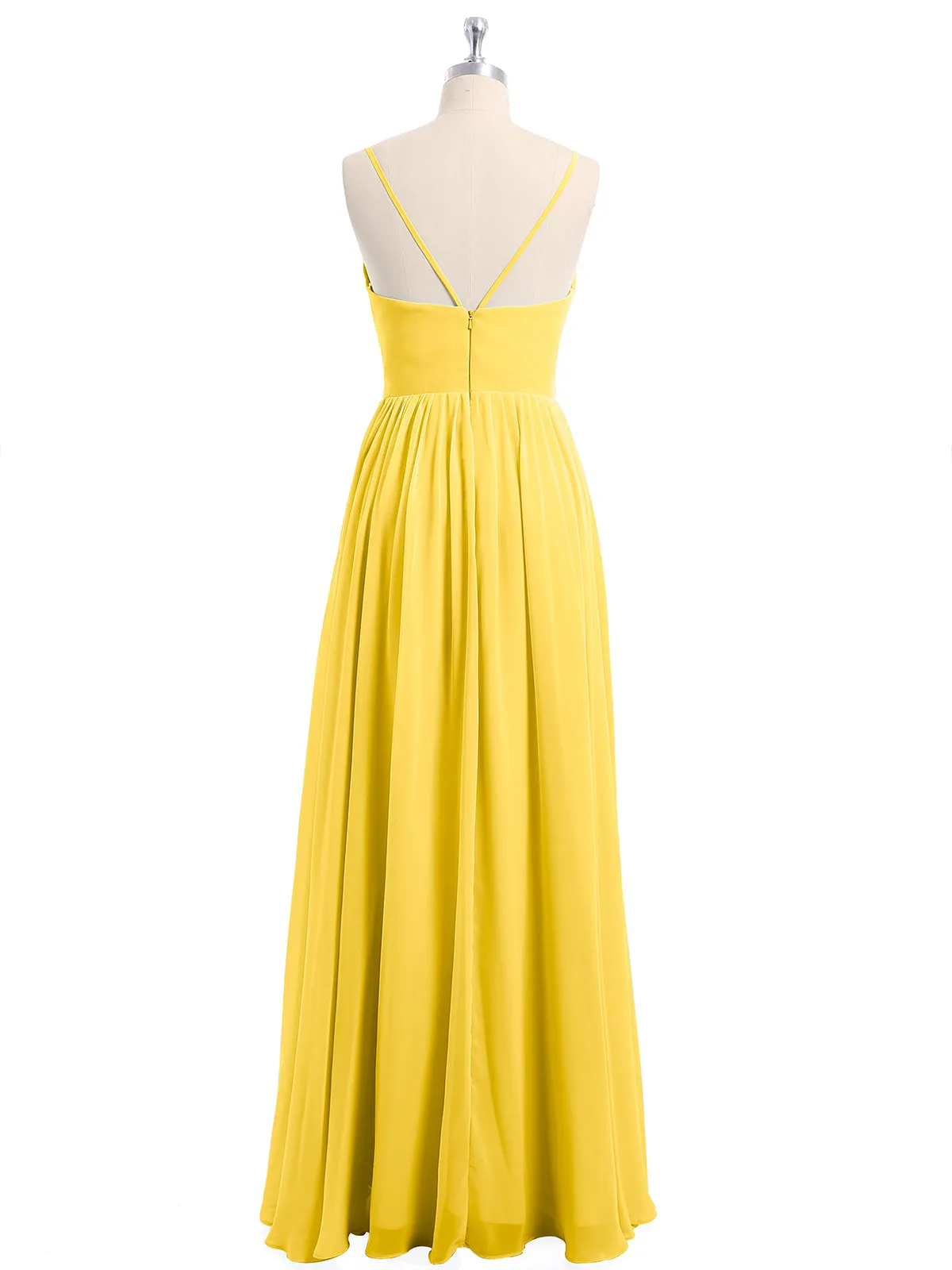 Chiffon Bridesmaid Dresses with Spaghetti Straps-Marigold