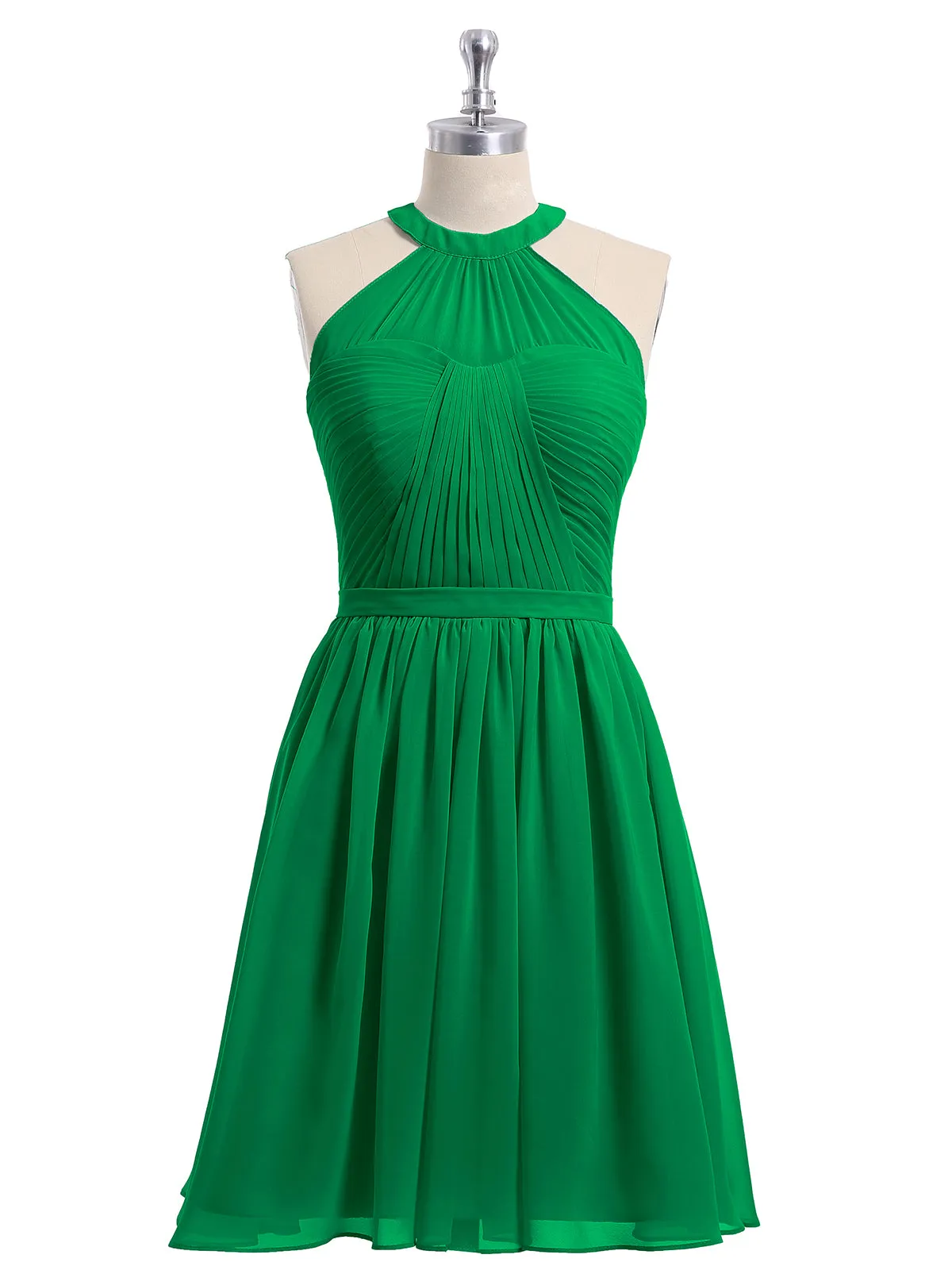 Chiffon Halter Short Bridesmaid Dresses Emerald