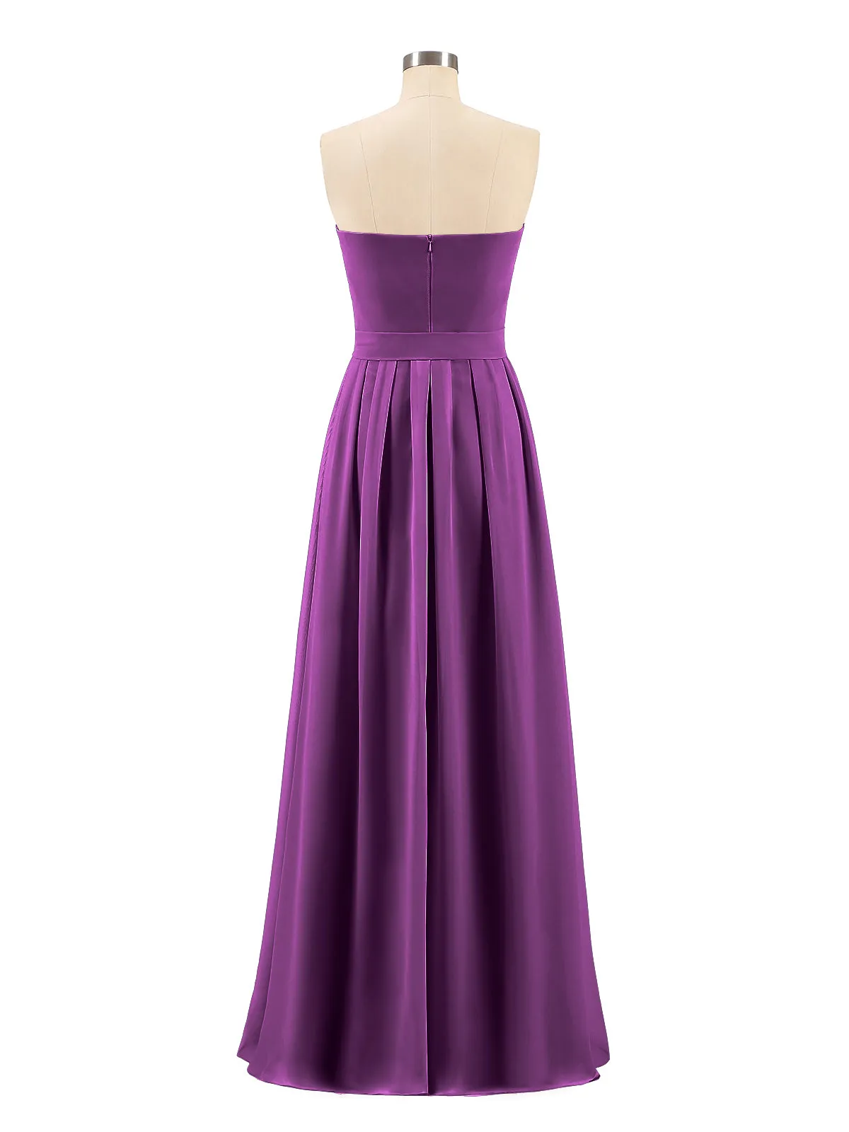 Chiffon Strapless Bridesmaid Gown with Sash-Grape