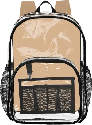 CHIFIGNO Plain Sand Brown Solid Color Backpack Boys, Clear Plastic Bag, Backpack Bag, Clear Bookbag