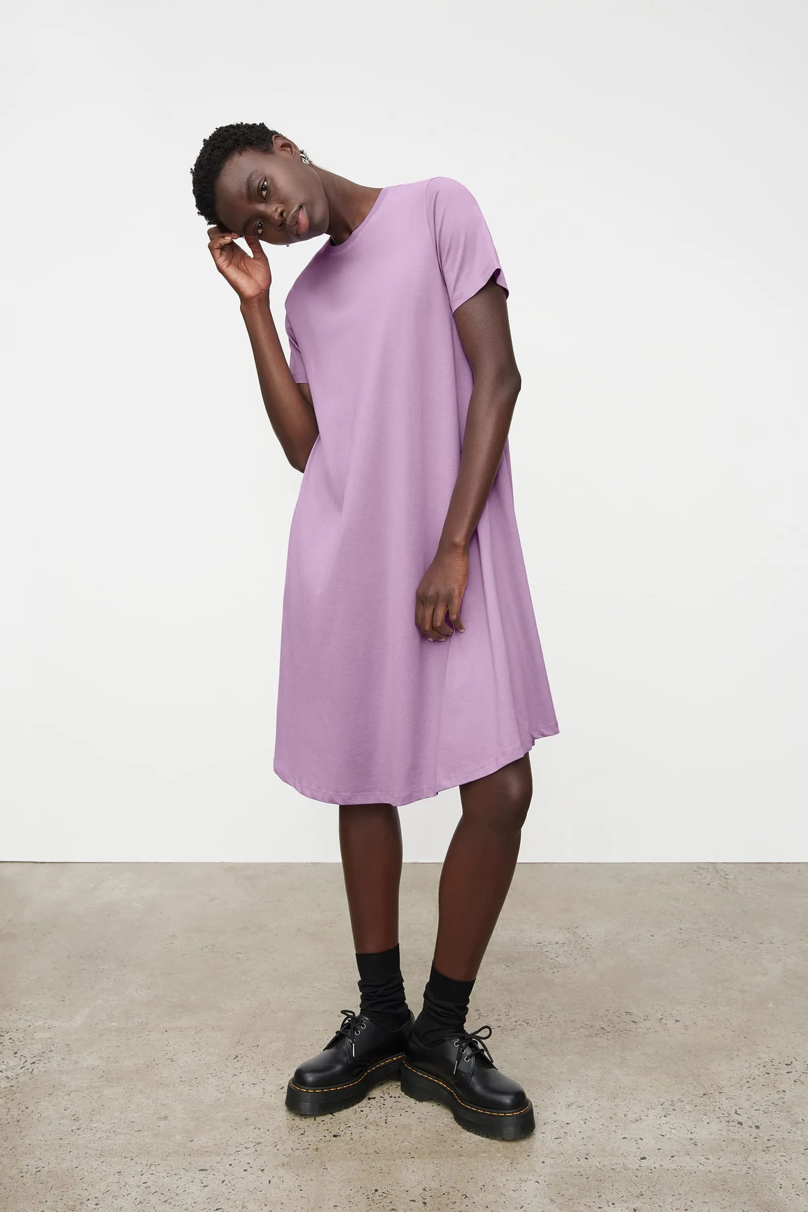 Classic A-Line Tee Dress - Lavender