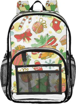 Clear Backpack for Women Kids Girls Backpack Boys Approved Plastic Bag Large Cute Christmas Snowman