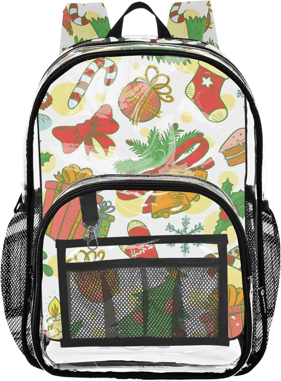 Clear Backpack for Women Kids Girls Backpack Boys Approved Plastic Bag Large Cute Christmas Snowman