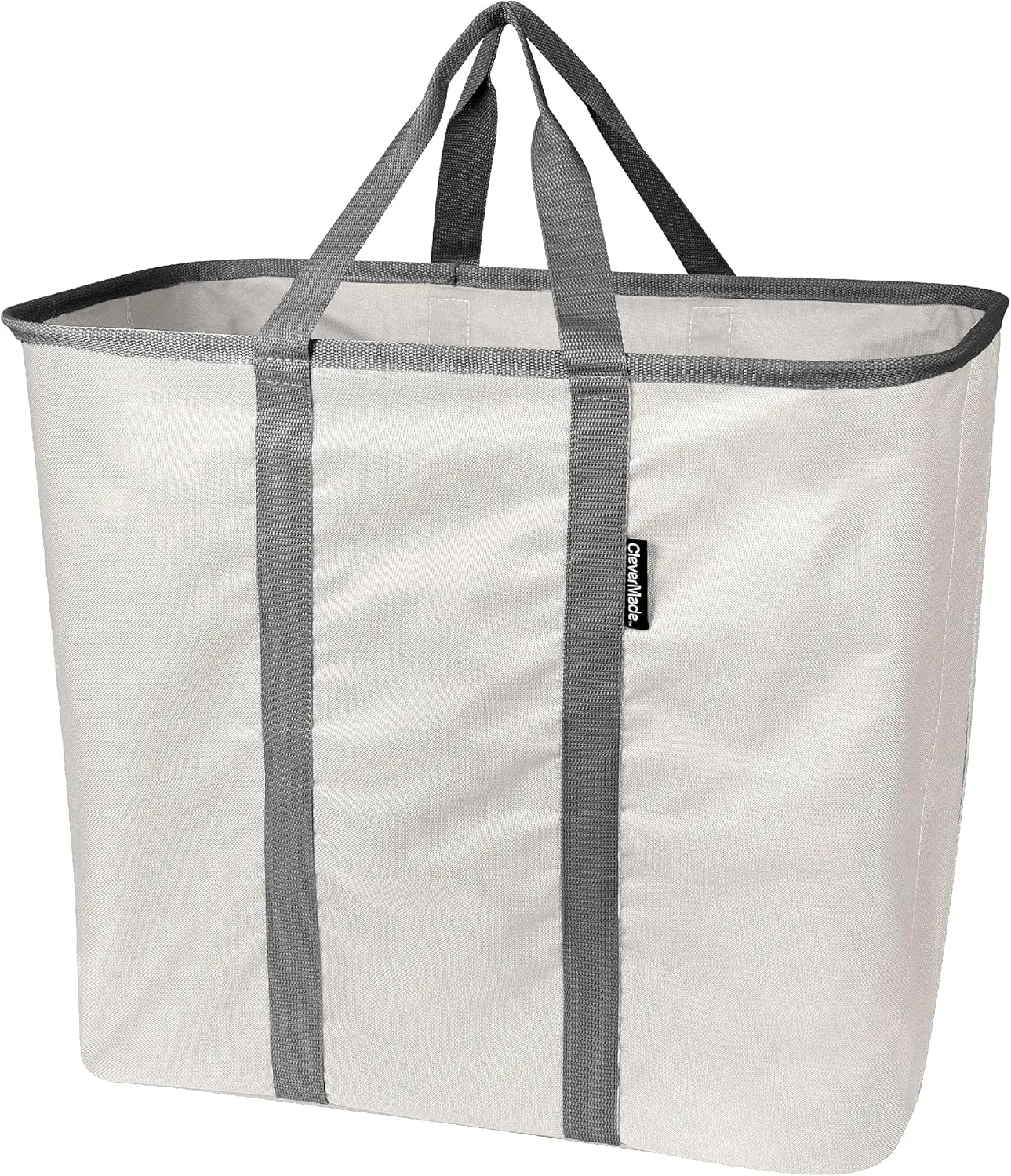 CleverMade Collapsible Laundry Caddy - Cream Charcoal 1 Pack 64L / 17 Gal - Foldable Storage Organization Container Clothes Room Storage Solution
