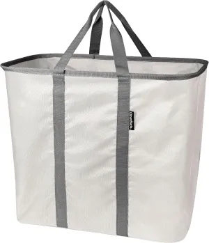 CleverMade Collapsible Laundry Caddy - Cream Charcoal 1 Pack 64L / 17 Gal - Foldable Storage Organization Container Clothes Room Storage Solution