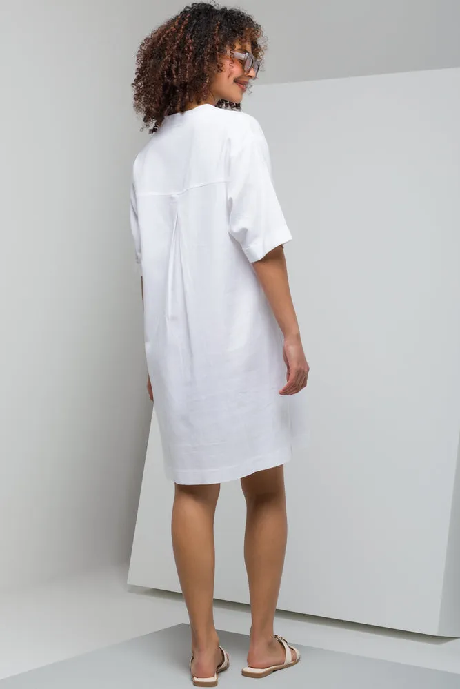 Collar Linen Dress White