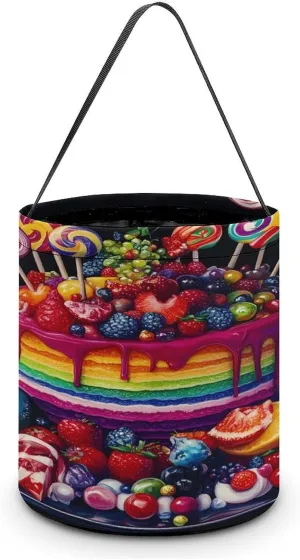 Colorful Birthday Cake Halloween Candy Bag Candy Tote Bucket Gift Bags Party Supplies for Women Men
