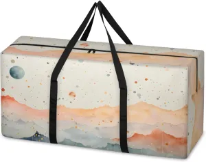 Colorful Galaxy Extra Large Moving Bags Heavy Duty Storage Bags Artistic Galaxy Cloth Wrap Around Handles Double Zipper Reusable Convenient Foldable Storage Tote for Travel Camping Space Save