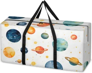 Colorful Galaxy Extra Large Moving Bags Heavy Duty Storage Bags Cute Galaxy Cloth Wrap Around Handles Double Zipper Reusable Convenient Foldable Storage Tote for Travel Camping Space Save