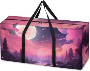 Colorful Galaxy Extra Large Moving Bags Heavy Duty Storage Bags Fantastic Galaxy Cloth Wrap Around Handles Double Zipper Reusable Convenient Foldable Storage Tote for Travel Camping Space Save