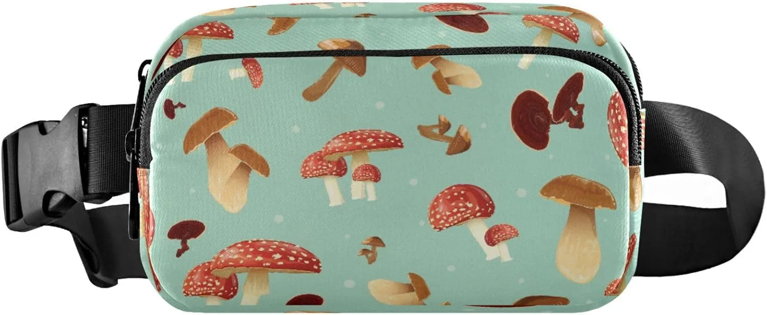 Colorful Mushroom Pattern Belt Bag for Women Men Fanny Pack Small Waist Pouch Crossbody Bags for Outdoor Hiking Running Travel
