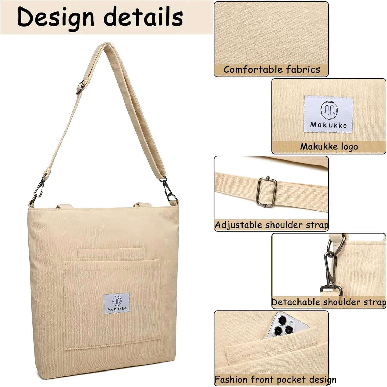 Corduroy Totes Bag Women Shoulder Hobo Handbags Crossbody Bags Big Capacity Shopping Purses