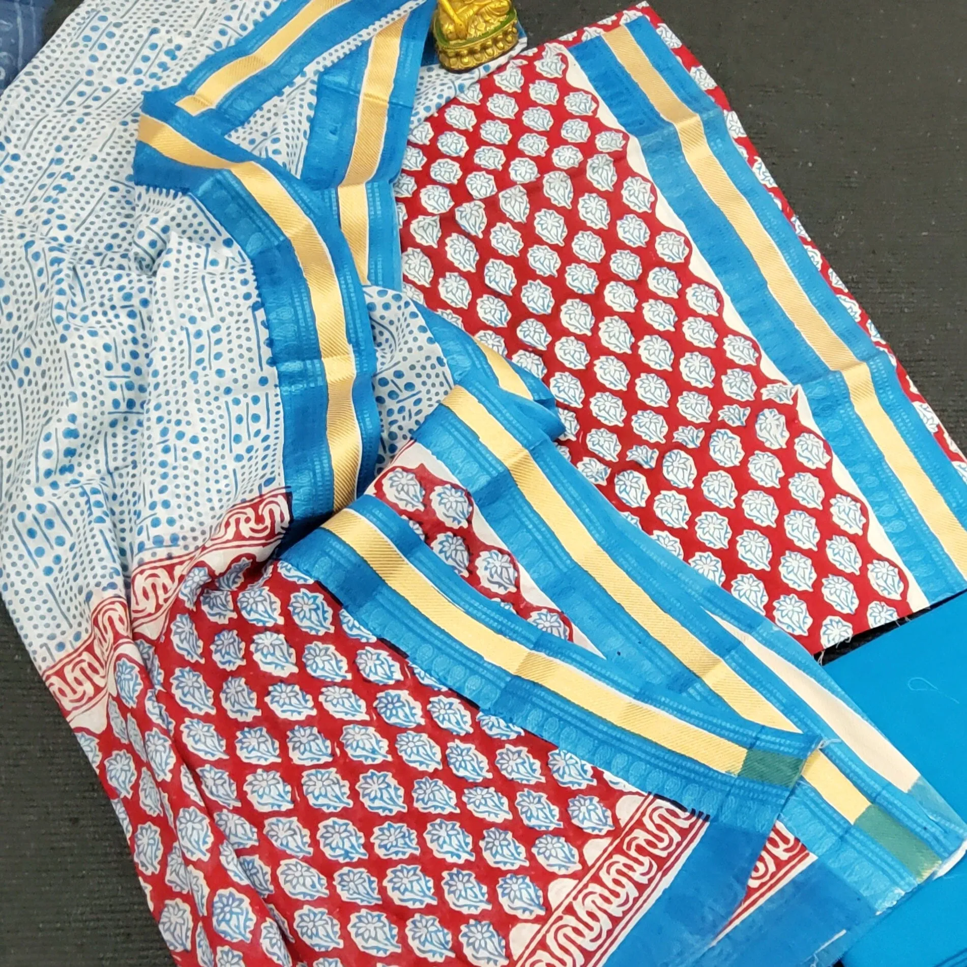 Cotton Hand Block Print Dress Material with Cotton Dupatta