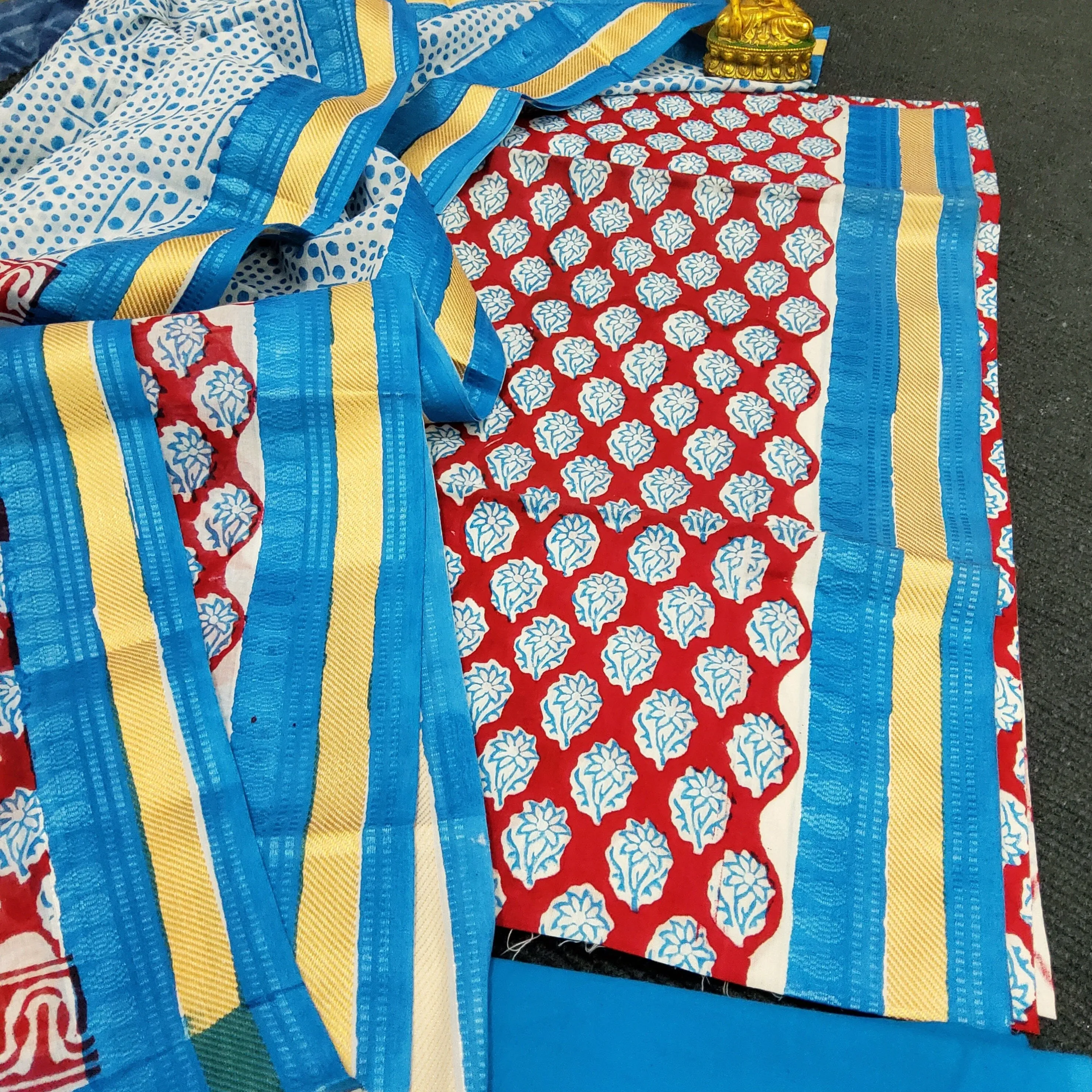 Cotton Hand Block Print Dress Material with Cotton Dupatta