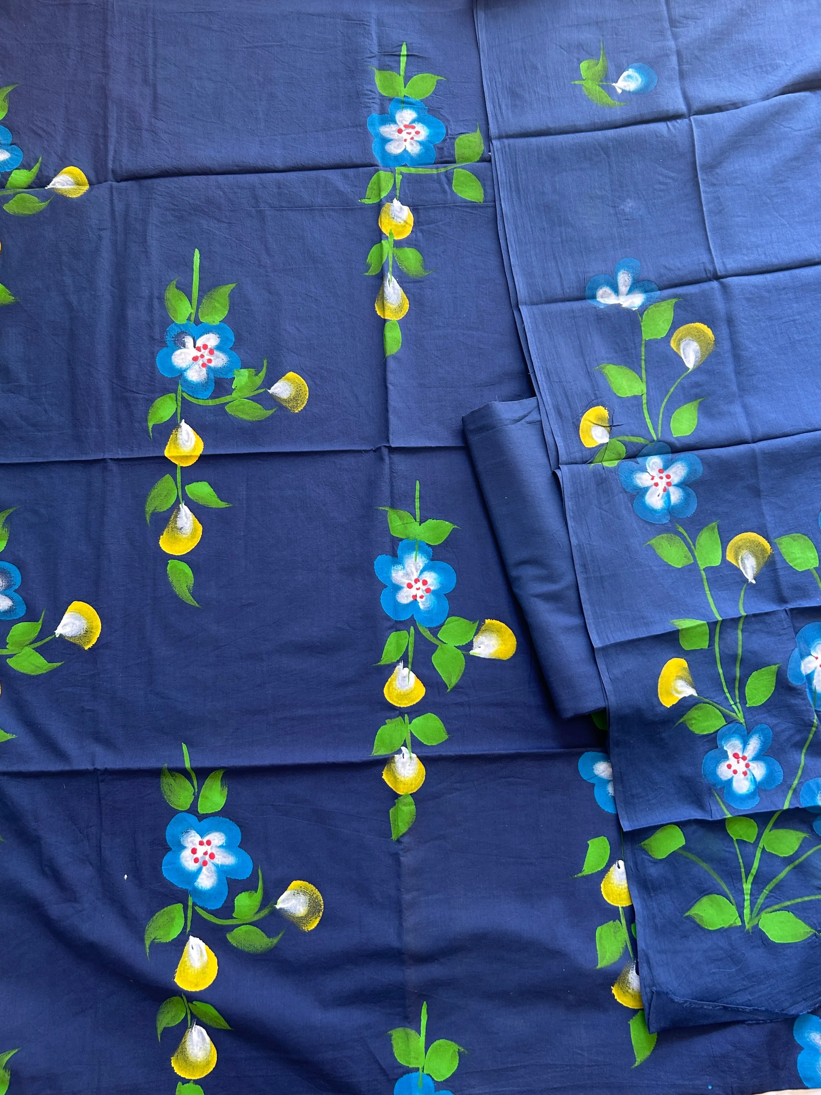 Cotton Hand Painted Dress Material with Cotton Dupatta