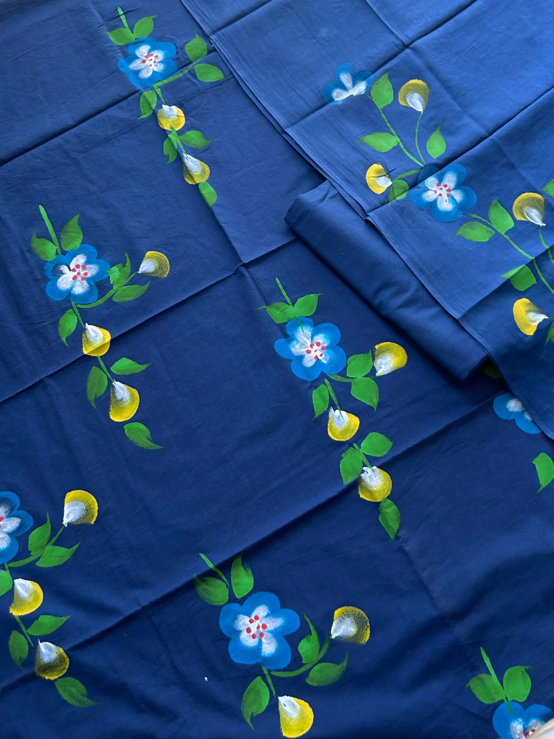 Cotton Hand Painted Dress Material with Cotton Dupatta