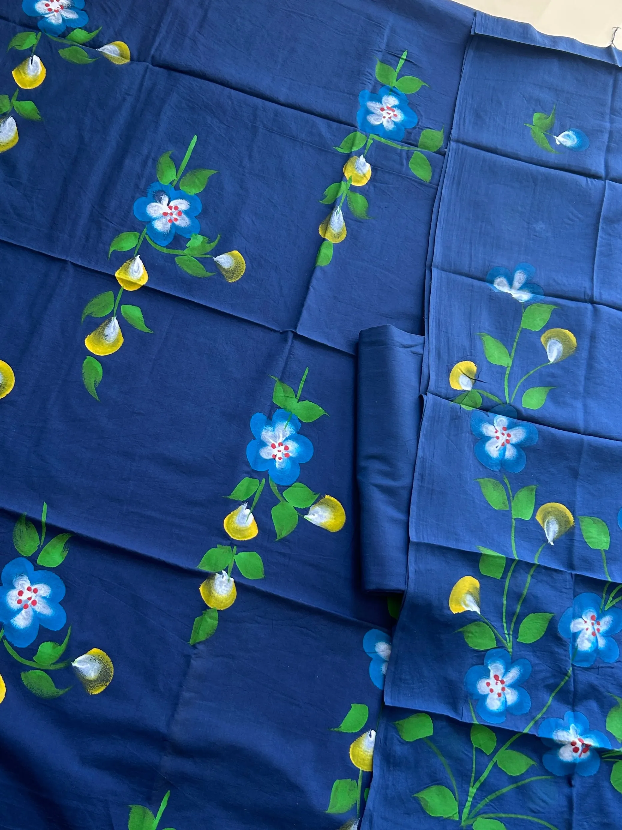 Cotton Hand Painted Dress Material with Cotton Dupatta