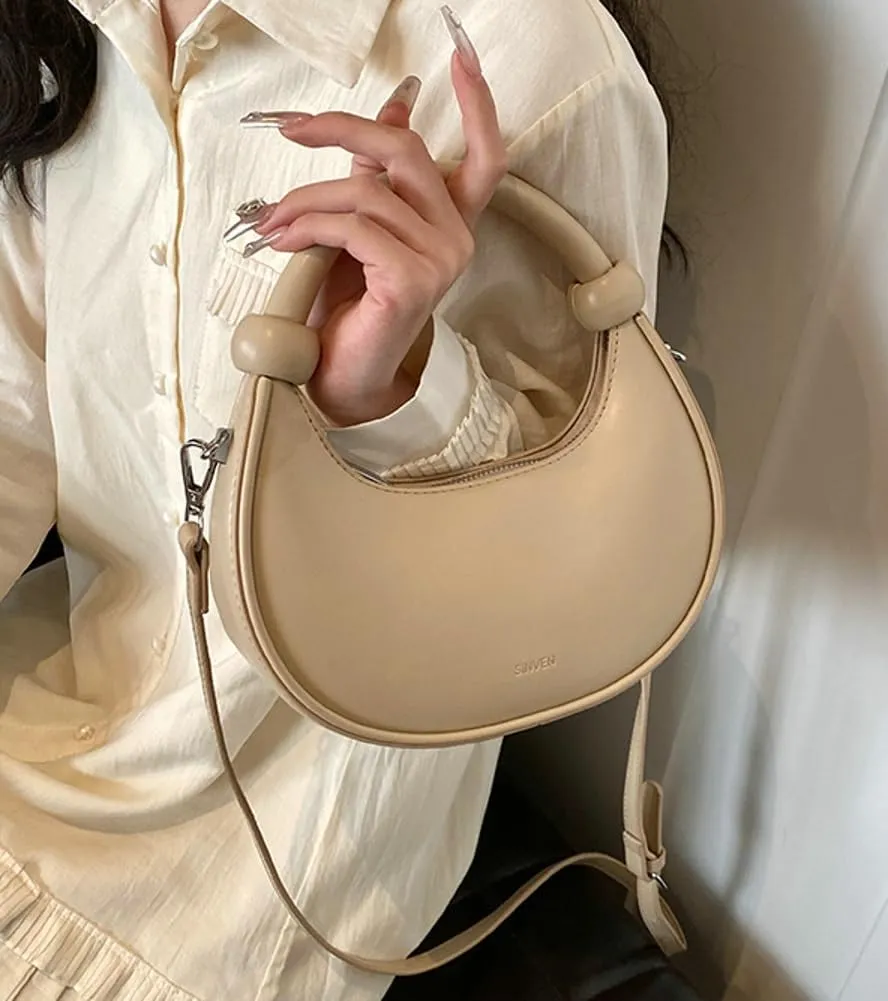 Crescent Purses for Women Cute Y2k Shoulder Crossbody Bag Small Dumpling Totes Handbag Vegan Leather Clutch Satchel