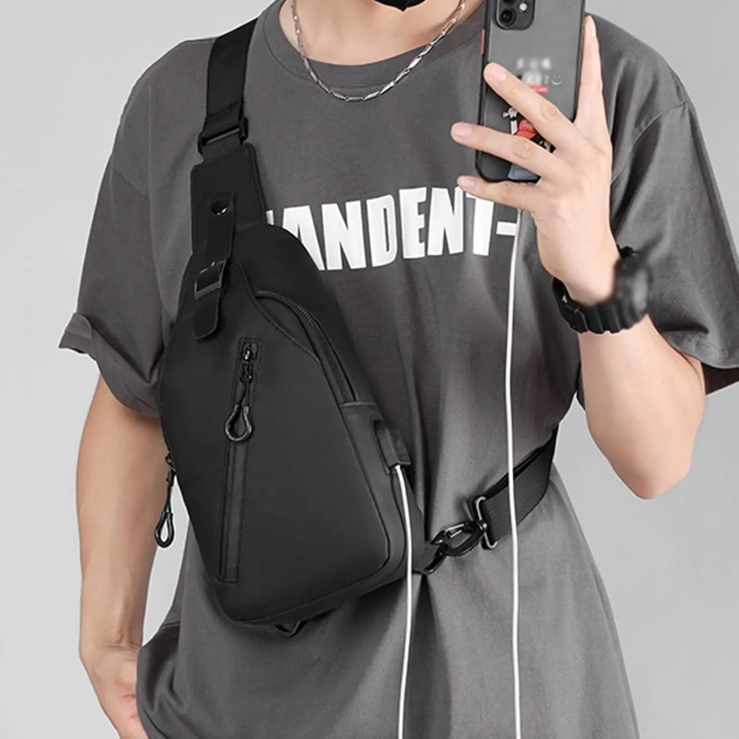Crossbody Waterproof Trendy Bag for Men Women Cell Phone Chest Bags for Travel Work Gym Water Proof Bag(Black)