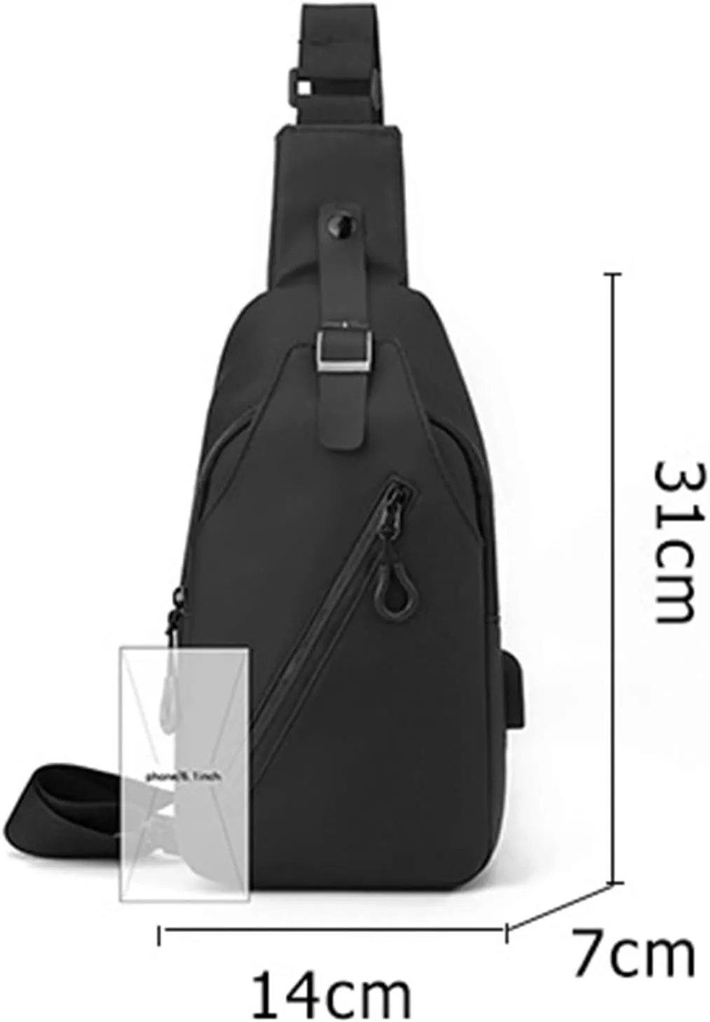 Crossbody Waterproof Trendy Bag for Men Women Cell Phone Chest Bags for Travel Work Gym Water Proof Bag(Black)