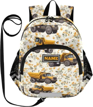 Custom Cute Ears Cute Kid Backpack Leash Kids Boy's/Girl's Anti-Lost Personalized Diaper Bag Backpack with Reflective Strip M Construction Truck Cartoon Dump Truck Flying Dust