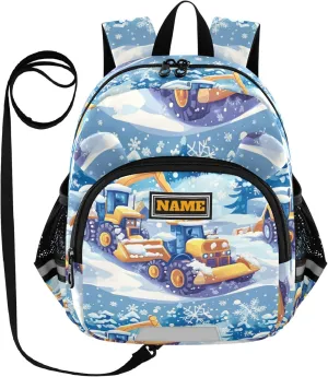 Custom Cute Ears Kids Backpacks Leash Kids Boy's/Girl's Anti-Lost Personalized Daycare Diaper Bag with Reflective Strip M Construction Truck Cartoon Bulldozer Snowflake