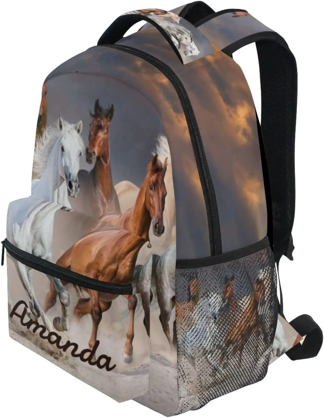 Custom Horse Desert Backpack for Boys Girls Personalized Backpack 3rd 4th 5th Grade 3D Animal Your Name School Bag Kids Bookbag Elementary Laptop Daypacks