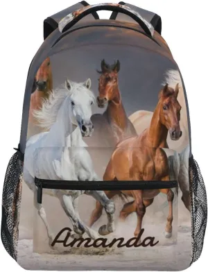 Custom Horse Desert Backpack for Boys Girls Personalized Backpack 3rd 4th 5th Grade 3D Animal Your Name School Bag Kids Bookbag Elementary Laptop Daypacks