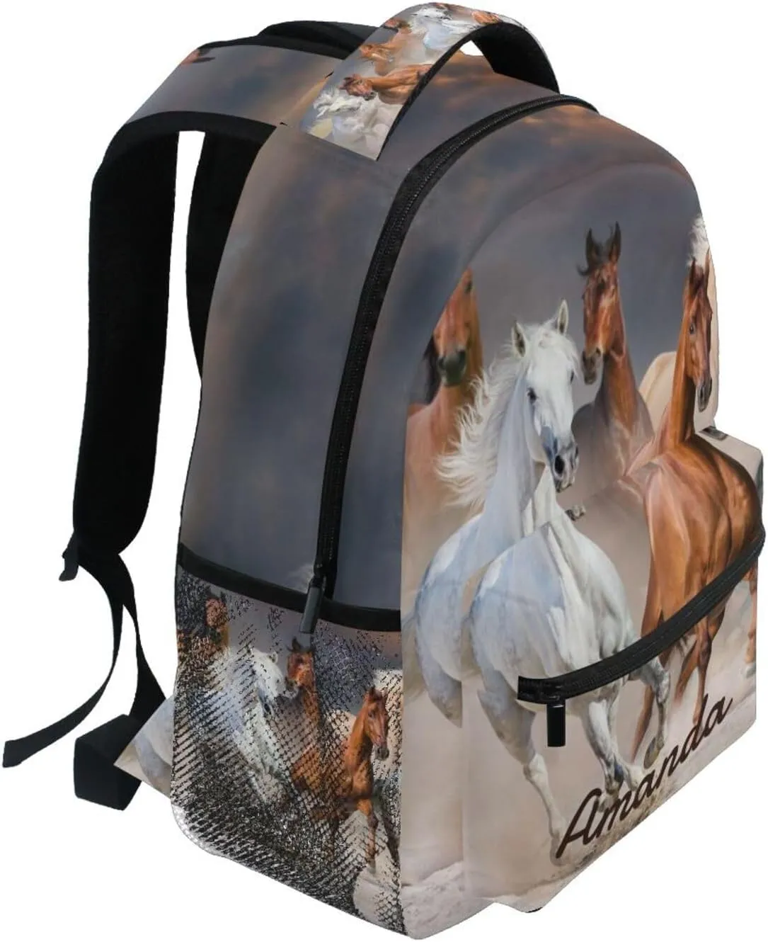 Custom Horse Desert Backpack for Boys Girls Personalized Backpack 3rd 4th 5th Grade 3D Animal Your Name School Bag Kids Bookbag Elementary Laptop Daypacks