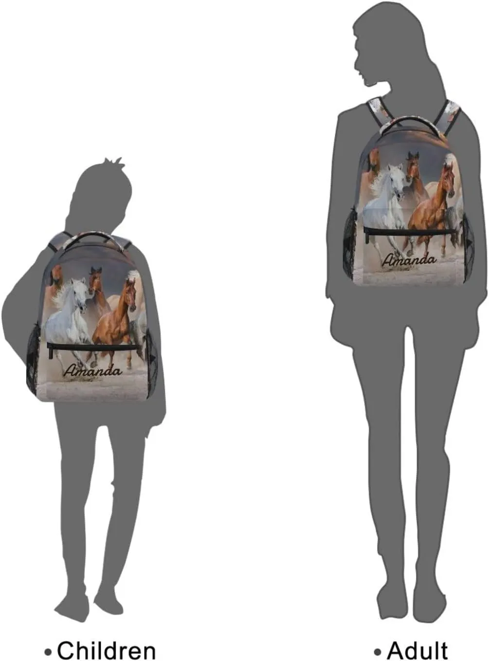 Custom Horse Desert Backpack for Boys Girls Personalized Backpack 3rd 4th 5th Grade 3D Animal Your Name School Bag Kids Bookbag Elementary Laptop Daypacks