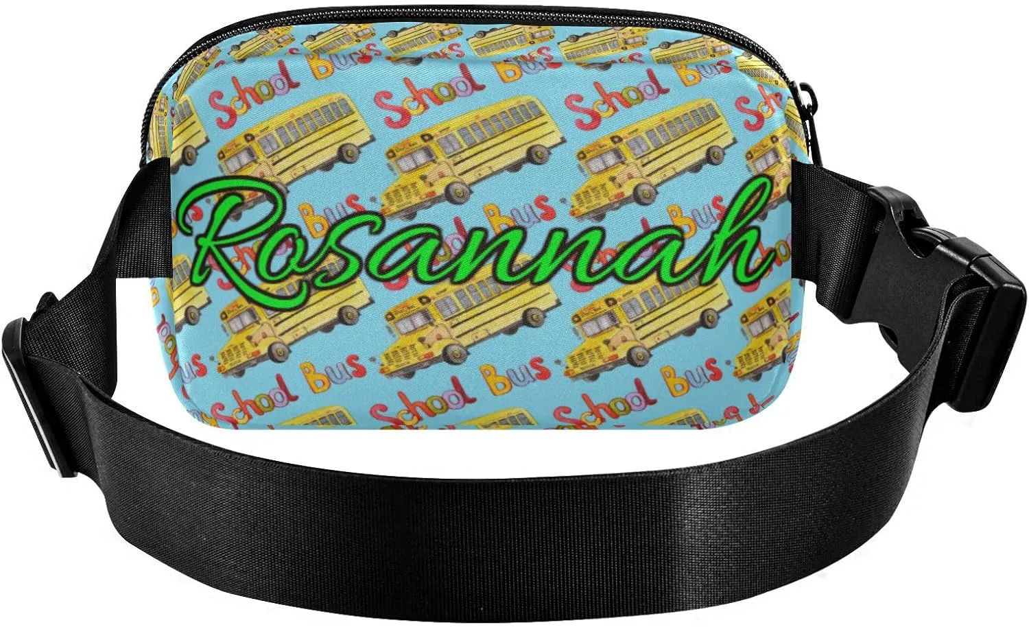 Custom Yellow School Bus Belt Bag for Women Men Fanny Pack Small Waist Pouch Crossbody Bags for Outdoor Hiking Running Travel