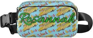 Custom Yellow School Bus Belt Bag for Women Men Fanny Pack Small Waist Pouch Crossbody Bags for Outdoor Hiking Running Travel