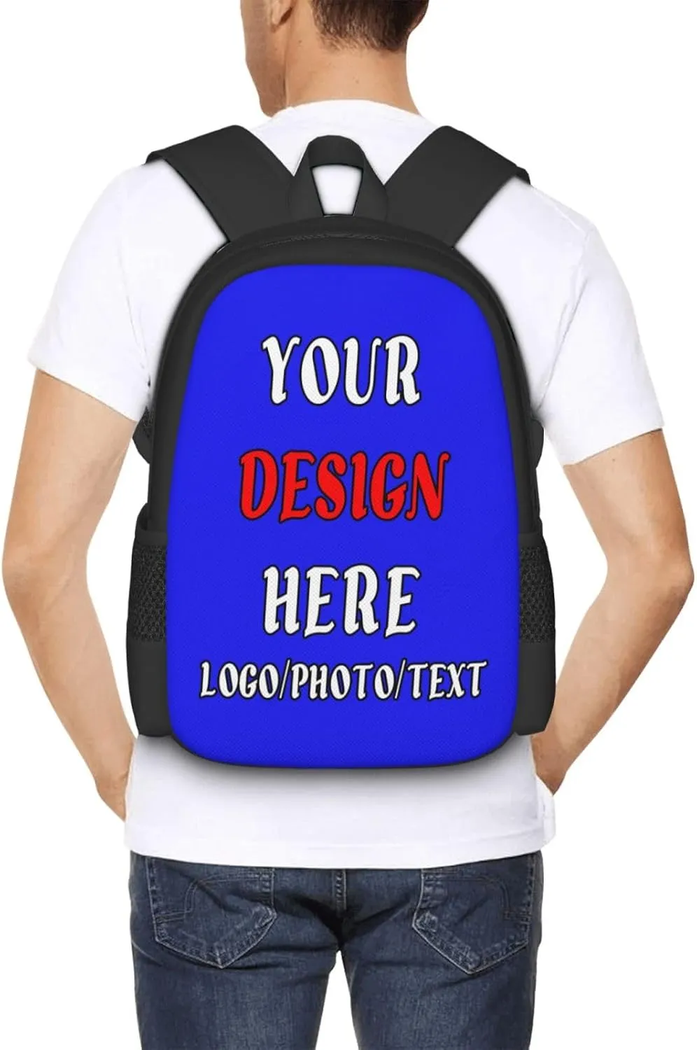 Customize Backpack For Mens Womens,With Logo Text Customize Laptop Backpack Casual Travel Backpack