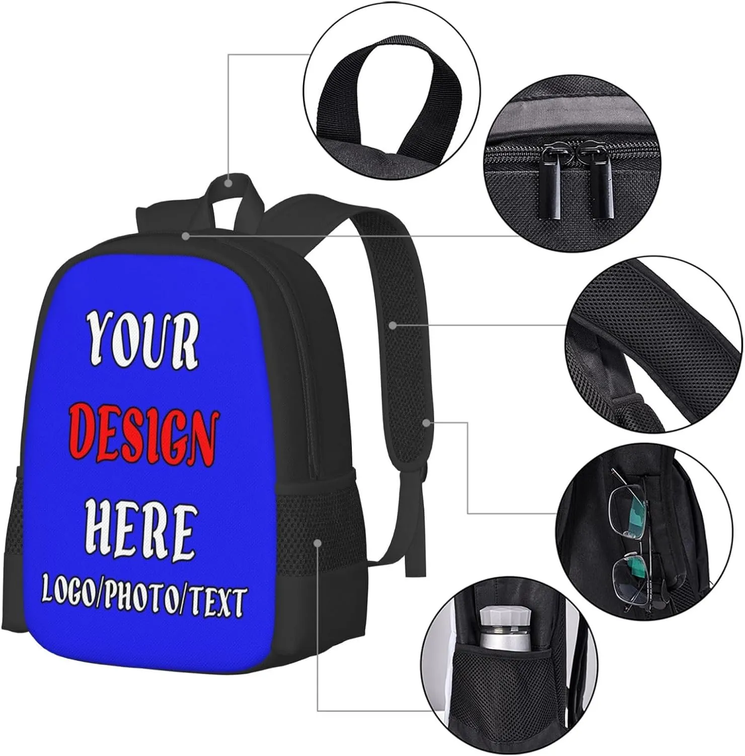 Customize Backpack For Mens Womens,With Logo Text Customize Laptop Backpack Casual Travel Backpack