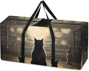 Cute Cat Extra Large Moving Bags Heavy Duty Storage Bags Fantastic Cat Cloth Wrap Around Handles Double Zipper Reusable Convenient Foldable Storage Tote for Travel Camping Space Save