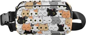 Cute Cat Kitten Cartoon Fanny Pack for Women Men Crossbody Belt Bag Fashion Waist Packs Purse with Adjustable Strap Waist Pouch for Outdoors Shopping Traveling